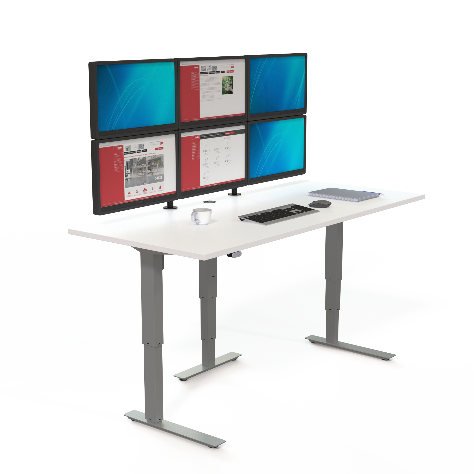 Electric Adjustable Desk | 140x80 cm | White with silver frame