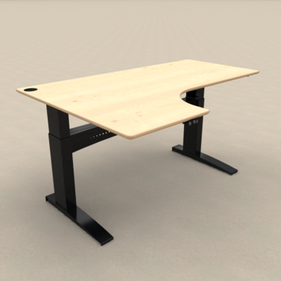 Electric Adjustable Desk | 180x120 cm | Maple with black frame