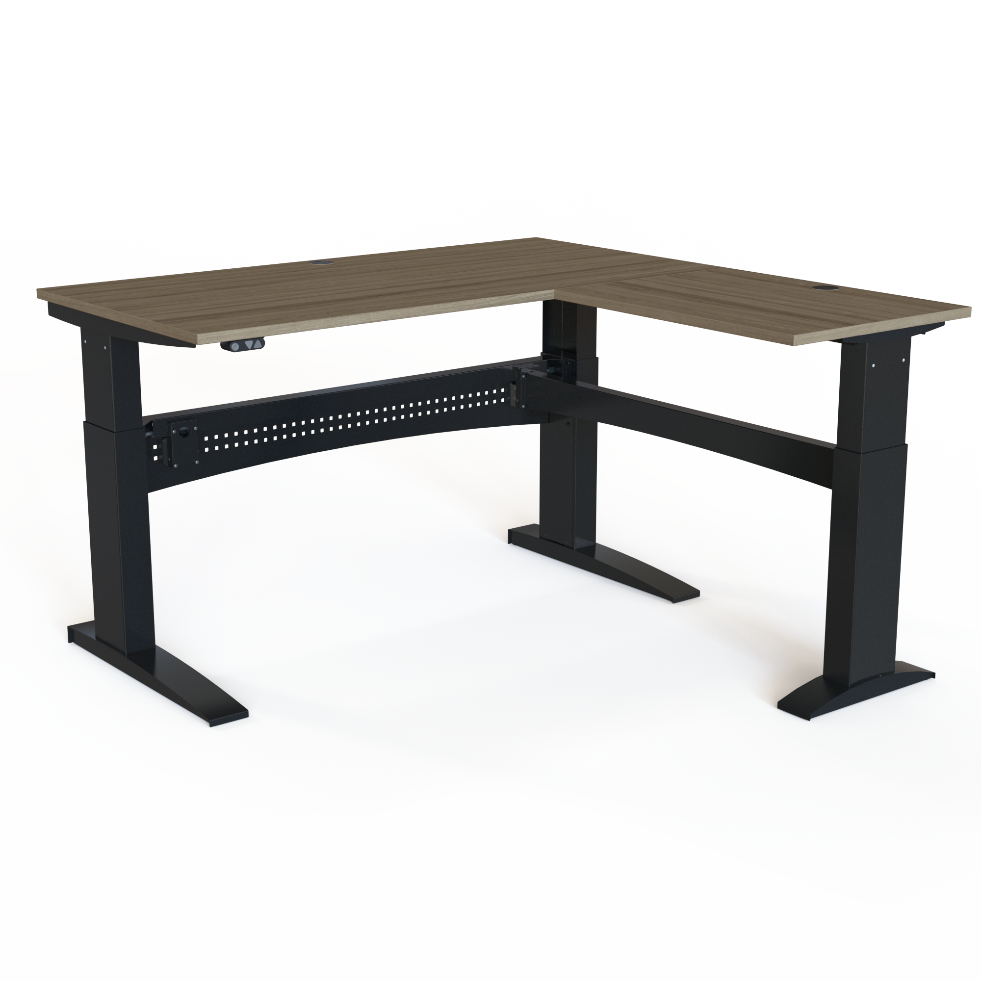 Electric Adjustable Desk | 160x160 cm | Walnut with black frame
