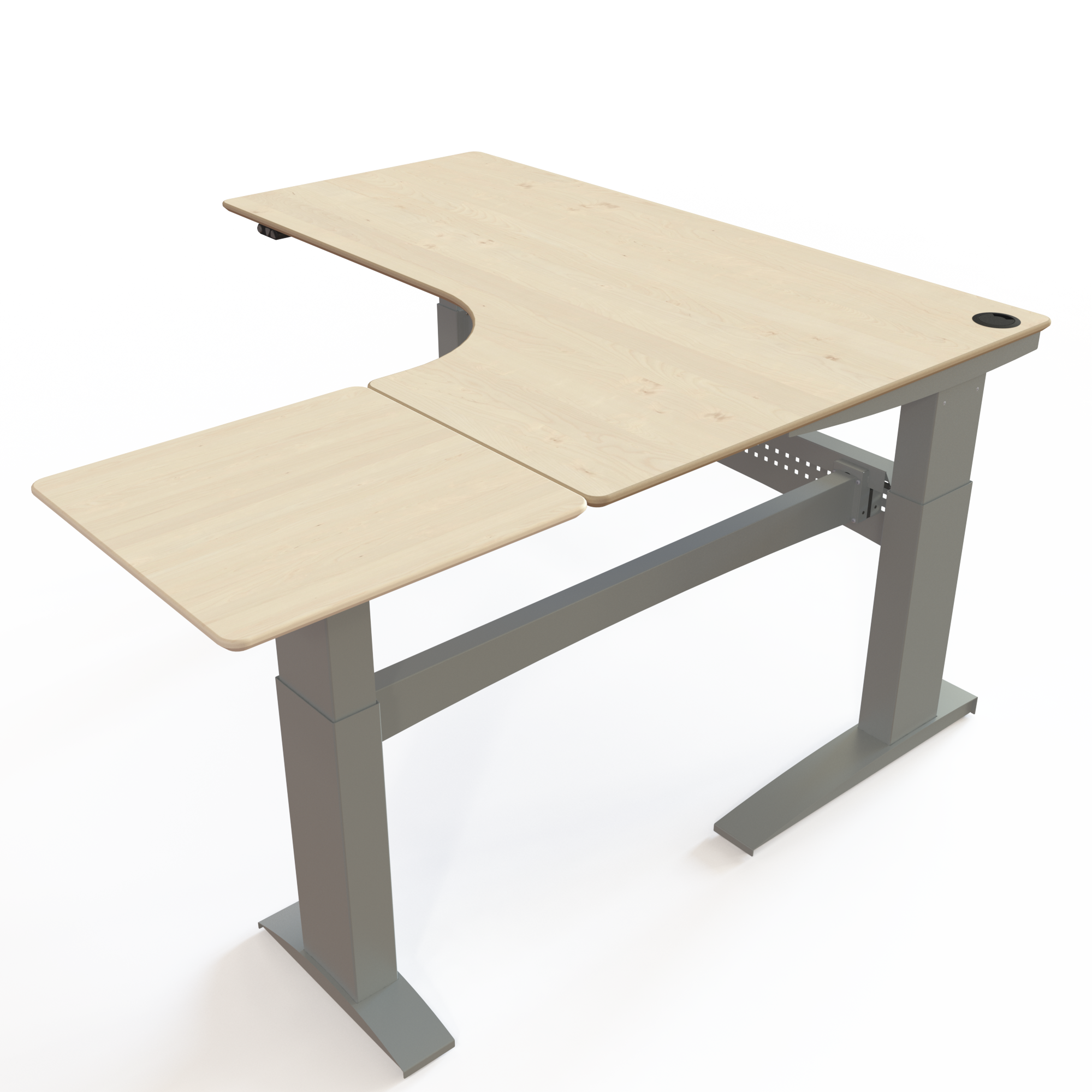Electric Adjustable Desk | 180x180 cm | Maple with silver frame