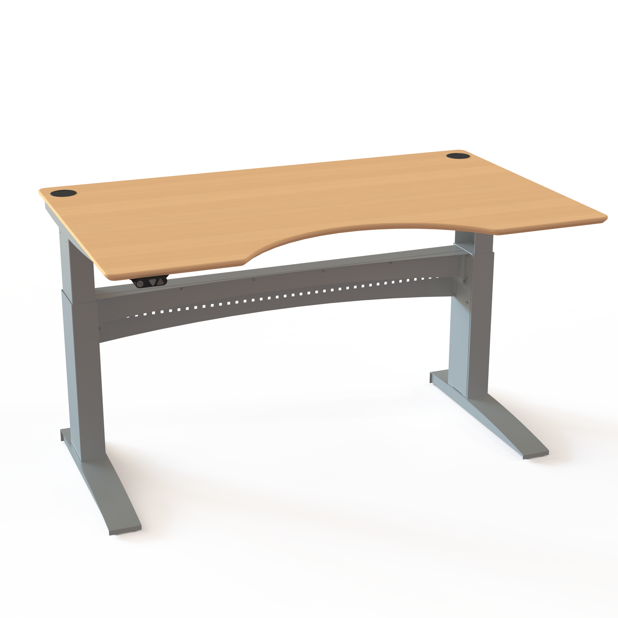 Electric Adjustable Desk | 160x100 cm | Beech with silver frame