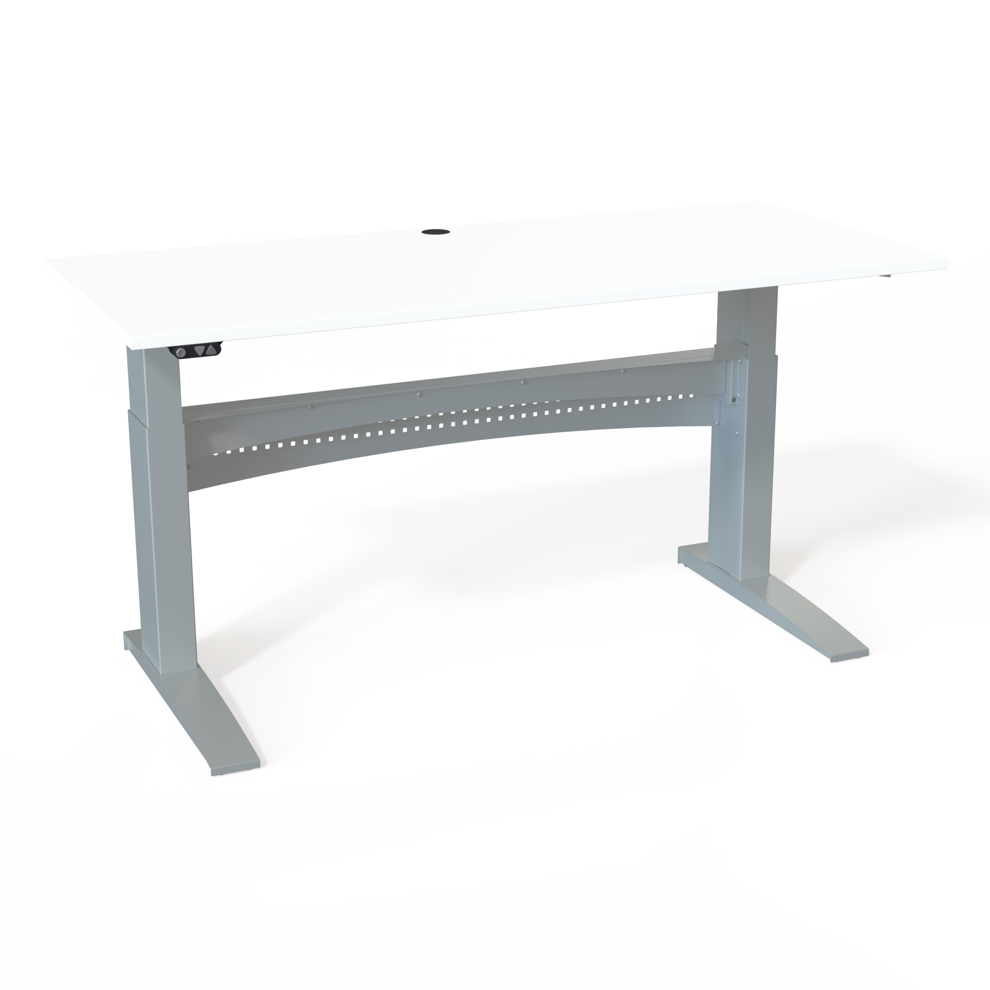 Electric Adjustable Desk | 180x80 cm | White with silver frame
