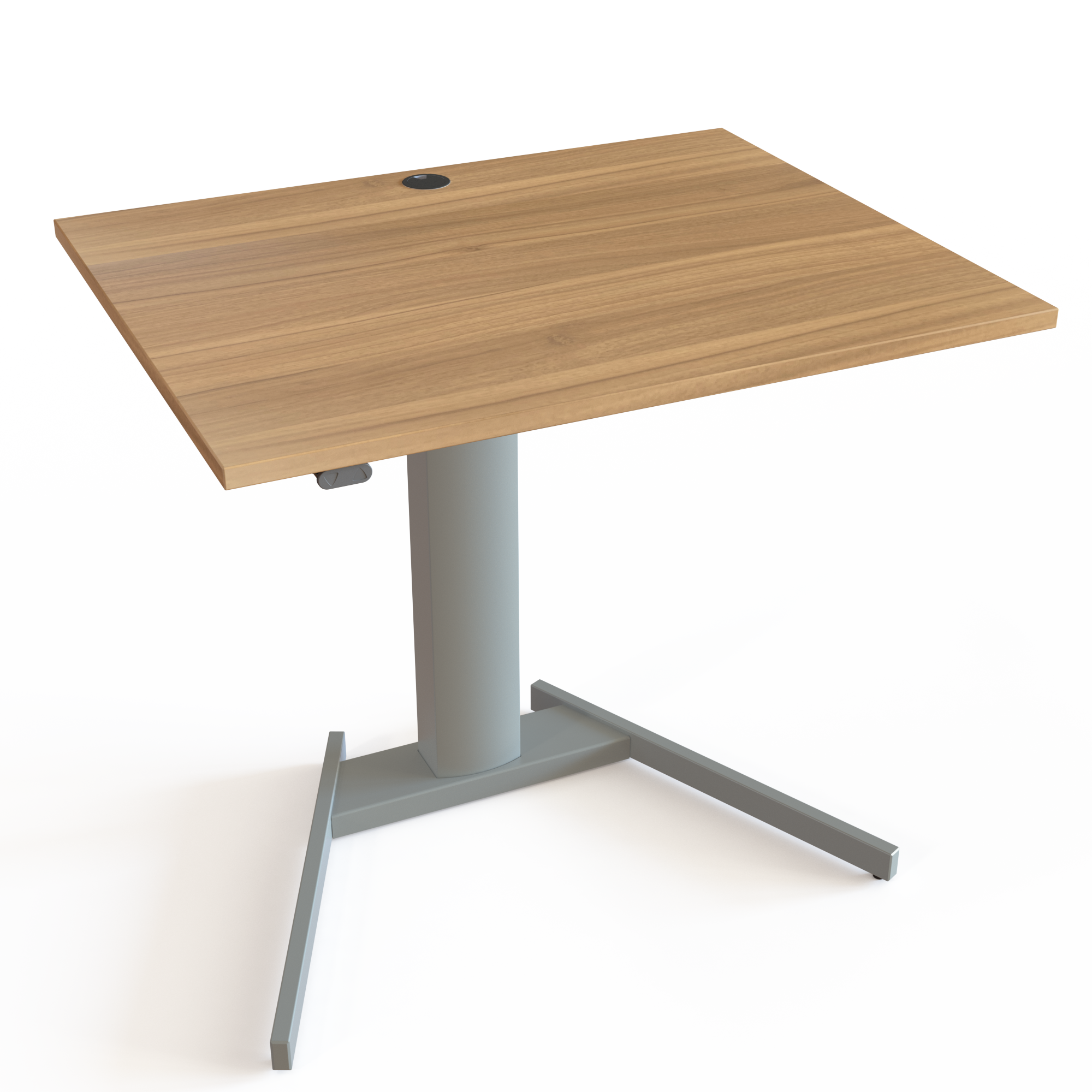 Electric Adjustable Desk | 100x80 cm | Walnut with silver frame