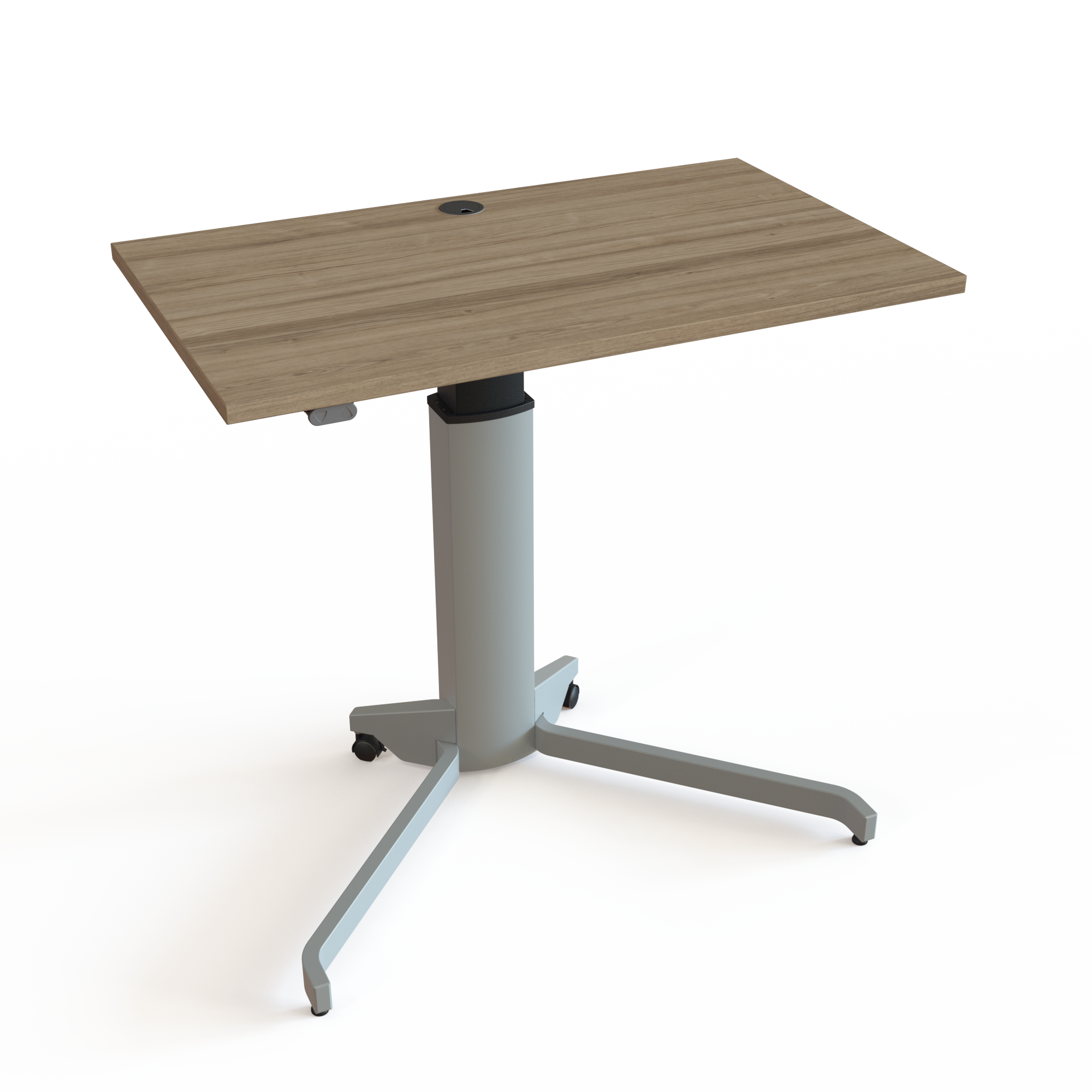 Electric Adjustable Desk | 100x60 cm | Walnut with silver frame