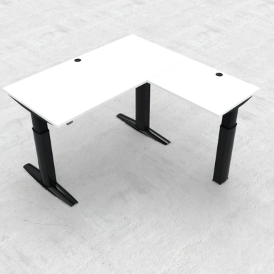 Electric Adjustable Desk | 160x160 cm | White with black frame