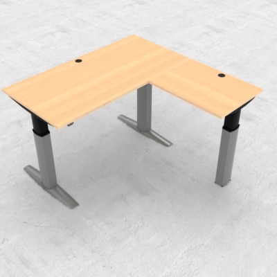 Electric Adjustable Desk | 160x160 cm | Beech with silver frame