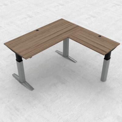 Electric Adjustable Desk | 180x180 cm | Walnut with silver frame