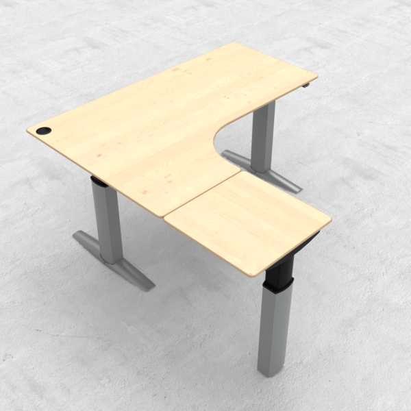 Electric Adjustable Desk | 180x180 cm | Maple with silver frame