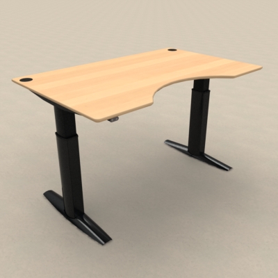 Electric Adjustable Desk | 160x100 cm | Beech with black frame