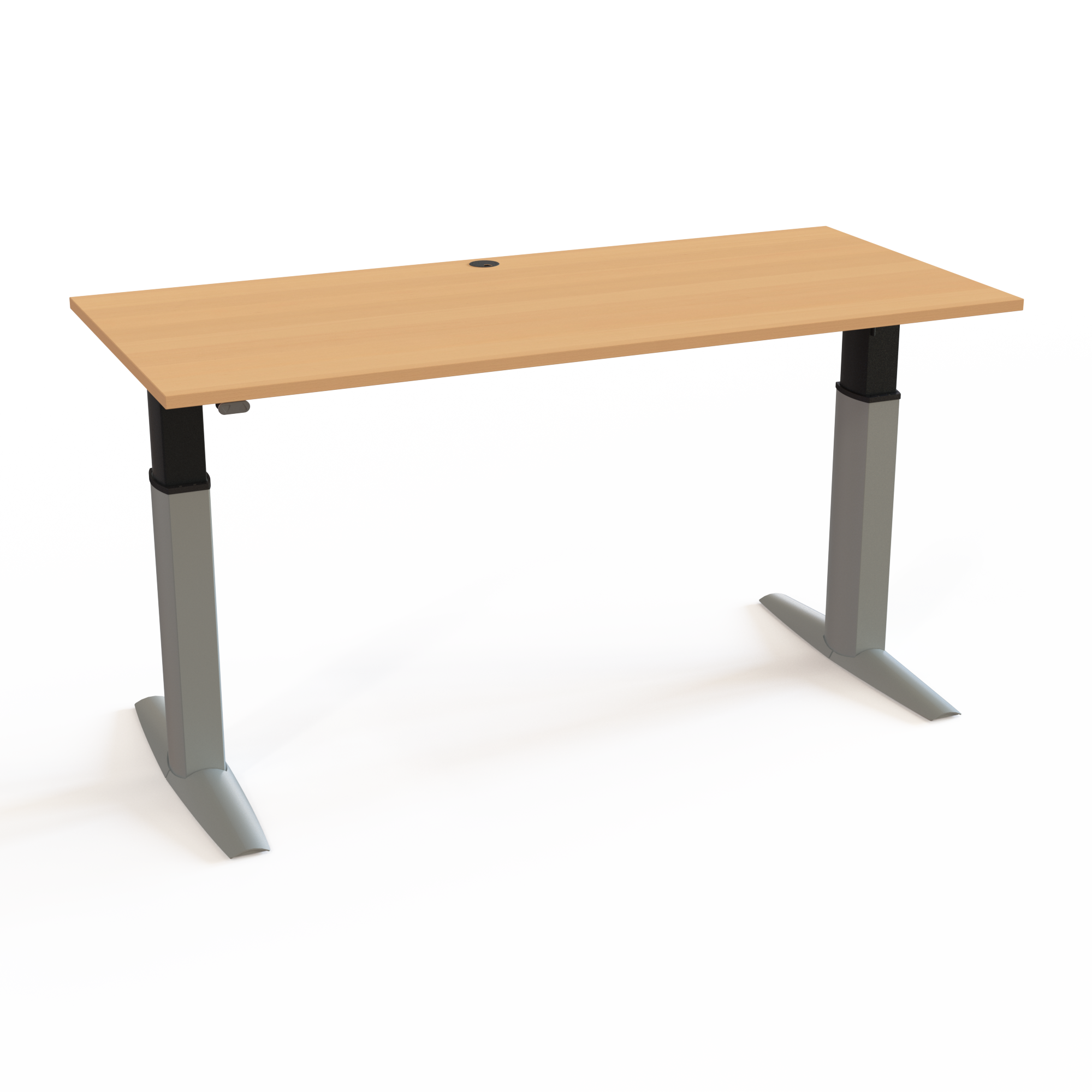 Electric Adjustable Desk | 180x80 cm | Beech with silver frame