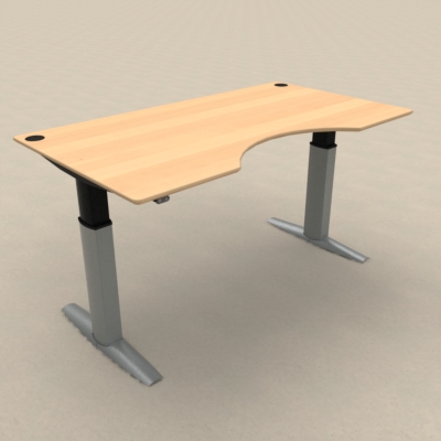 Electric Adjustable Desk | 180x100 cm | Beech with silver frame