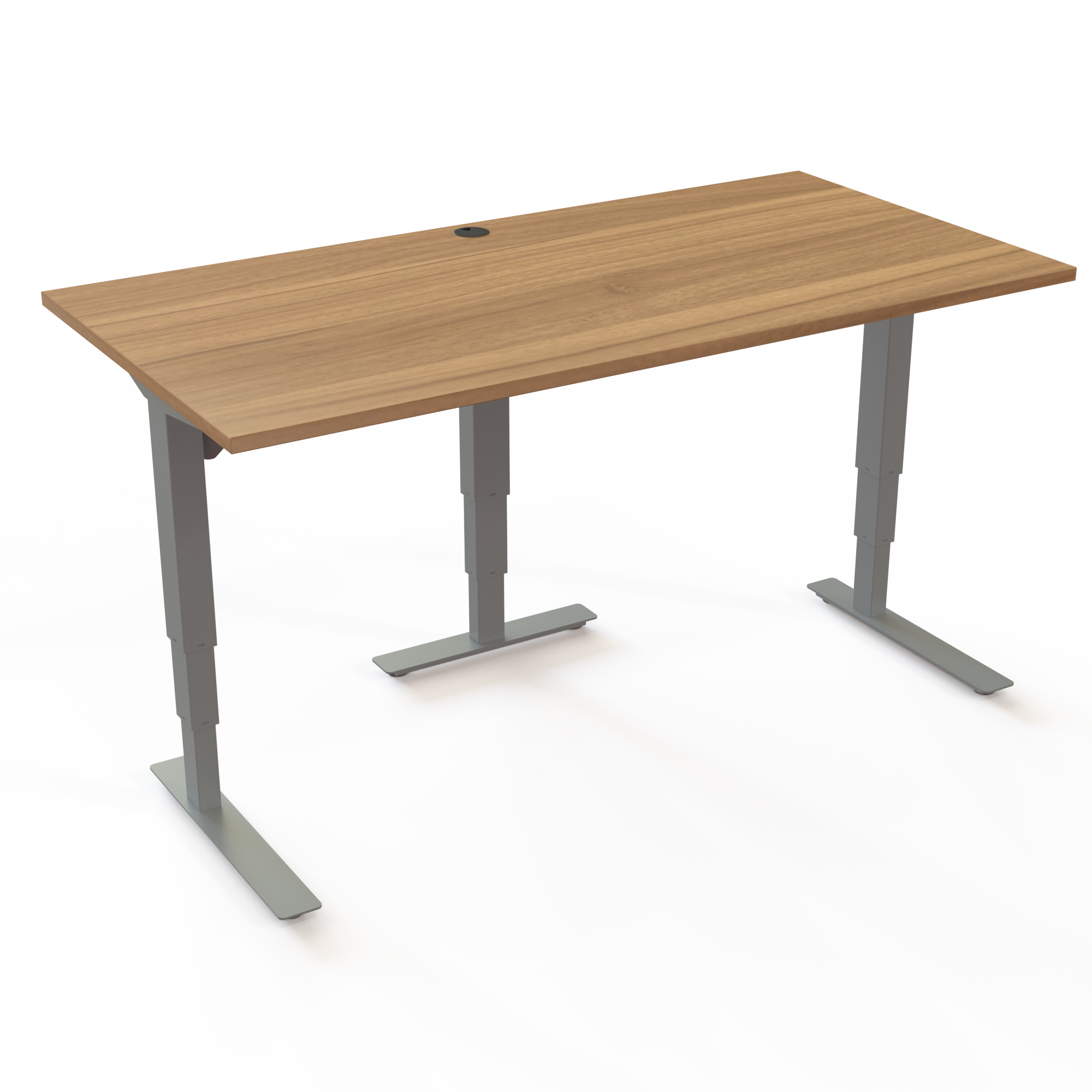 Electric Adjustable Desk | 160x80 cm | Walnut with silver frame