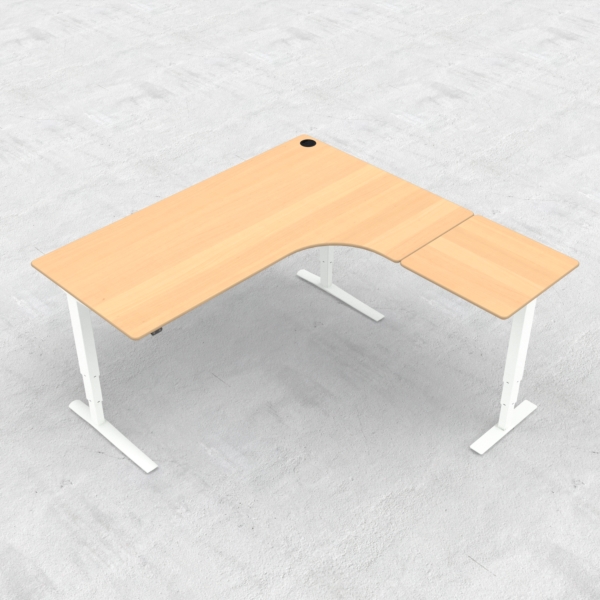 Electric Adjustable Desk | 180x180 cm | Beech with white frame