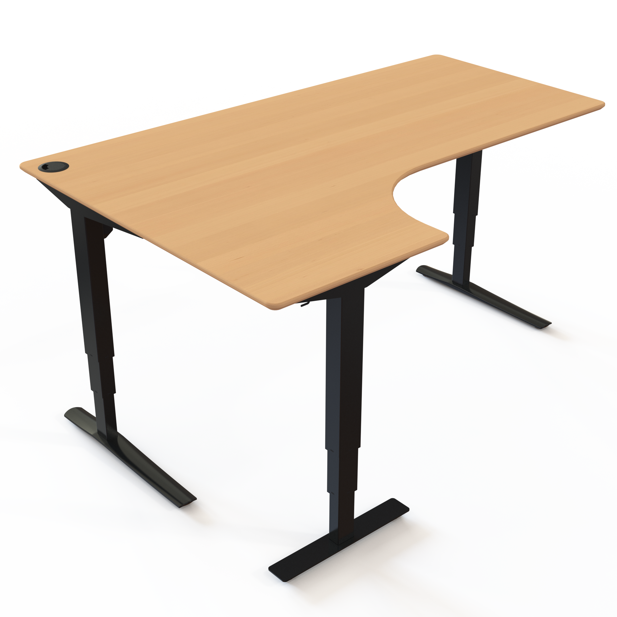 Electric Adjustable Desk | 180x120 cm | Beech with black frame