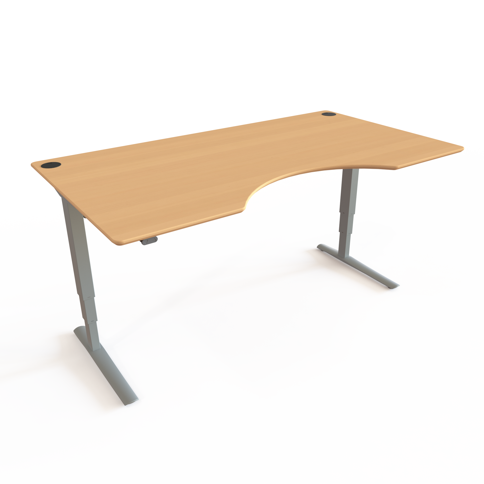 Electric Adjustable Desk | 180x100 cm | Beech with silver frame