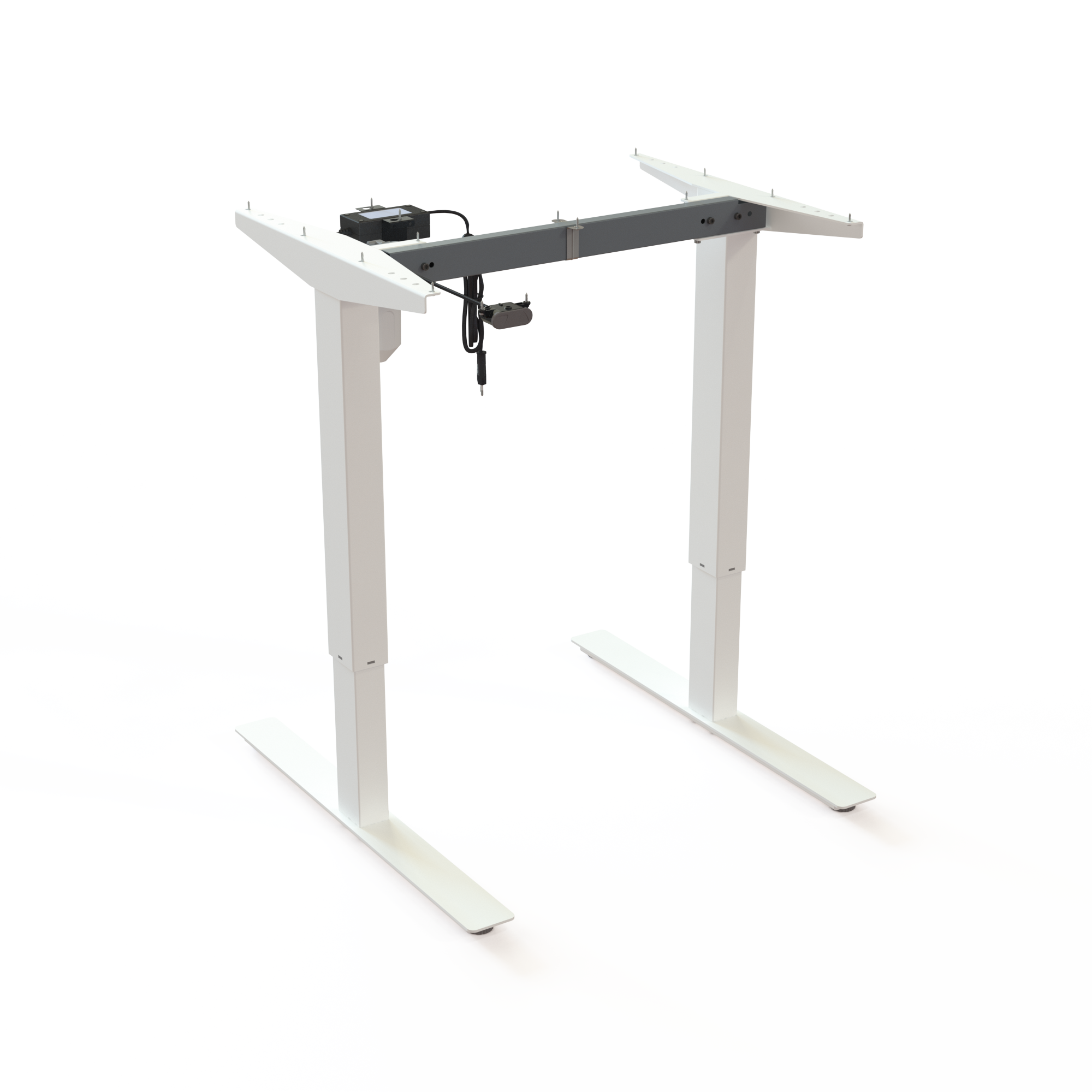 Adjustable base with 2 legs, powder-coated White. Frame width: 72cm. Height adjustable range: 68-118cm. Load-bearing capacity: 150kg.