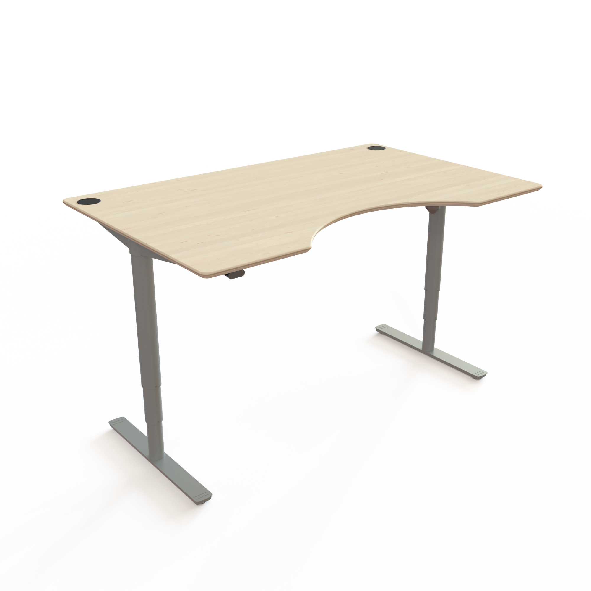 Electric Adjustable Desk | 160x100 cm | Maple with silver frame