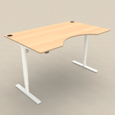 Electric Adjustable Desk | 160x100 cm | Beech with white frame