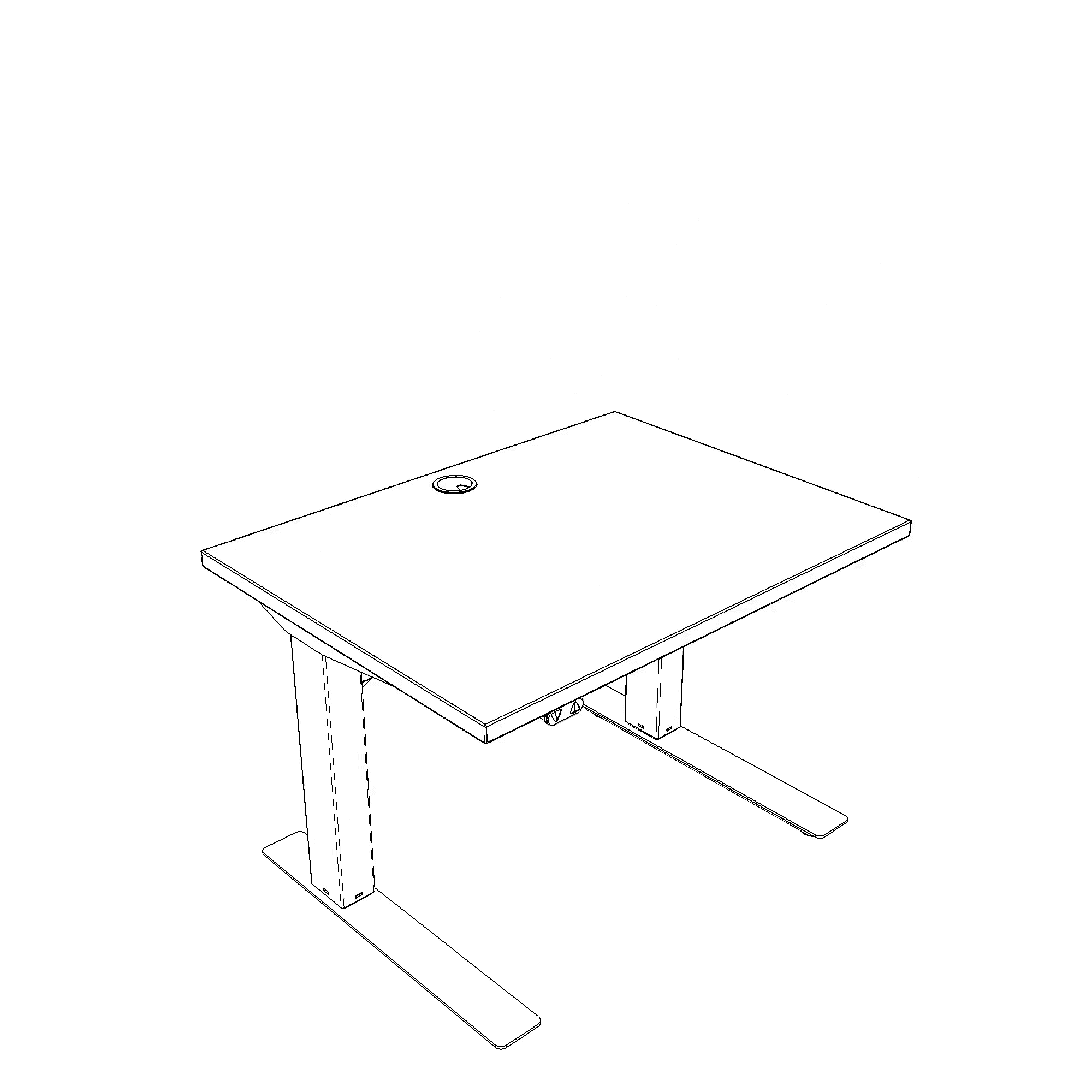 Electric Adjustable Desk | 80x60 cm | White with black frame