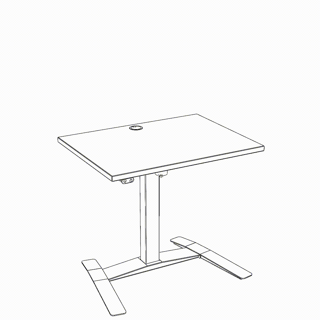 Height adjustable desk | 100x60 cm | Black  with white frame