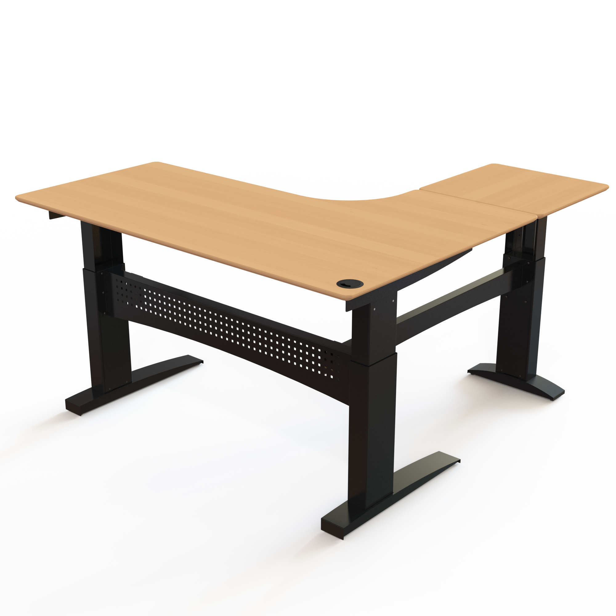 Electric Adjustable Desk | 180x180 cm | Beech with black frame