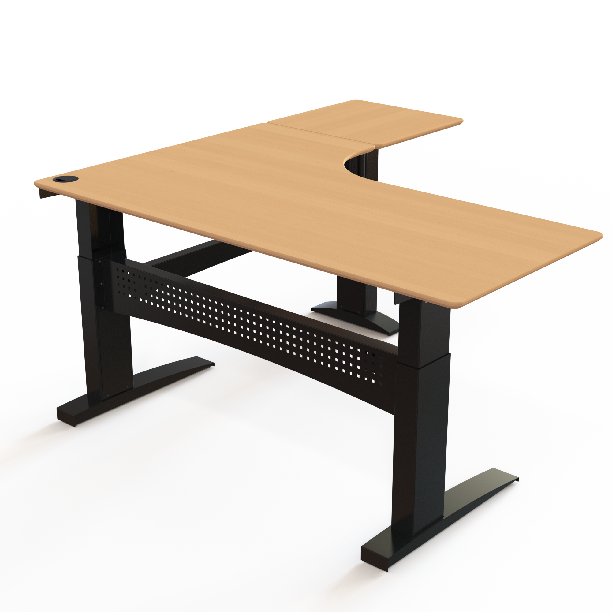 Electric Adjustable Desk | 180x180 cm | Beech with black frame