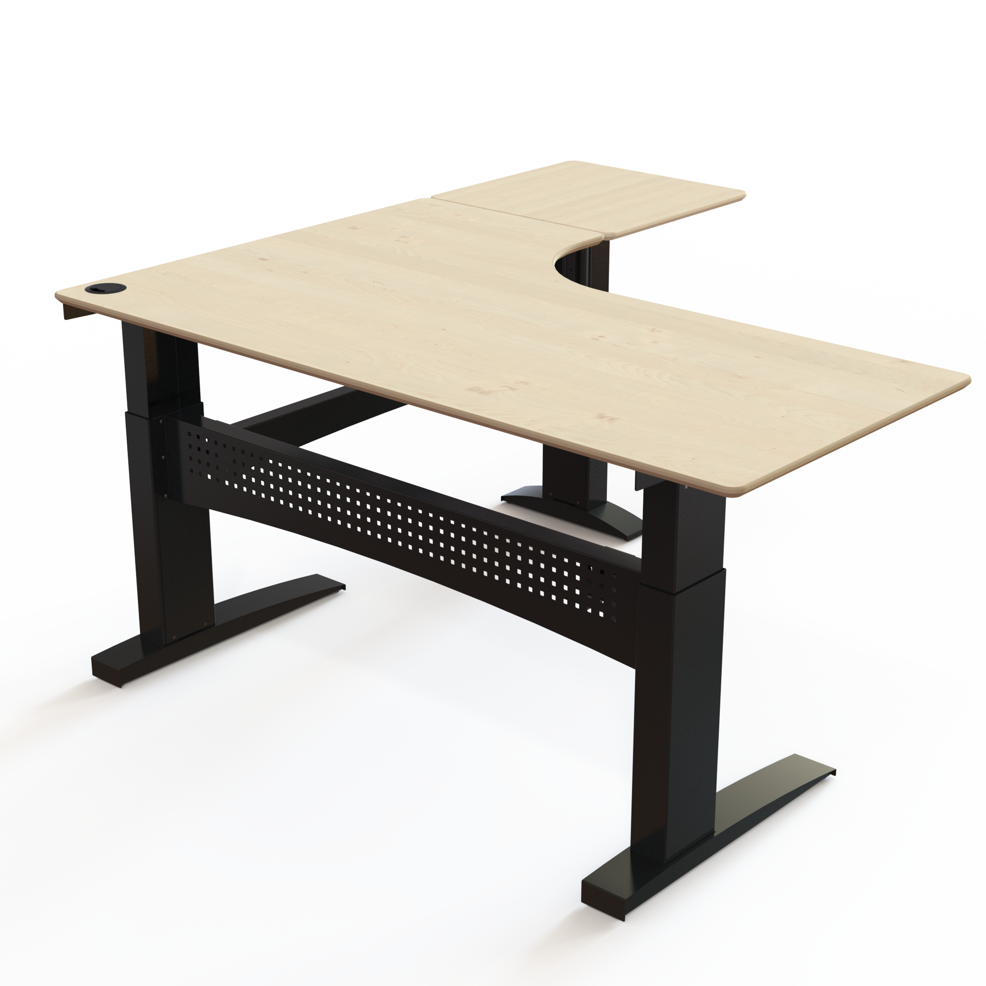 Electric Adjustable Desk | 180x180 cm | Maple with black frame