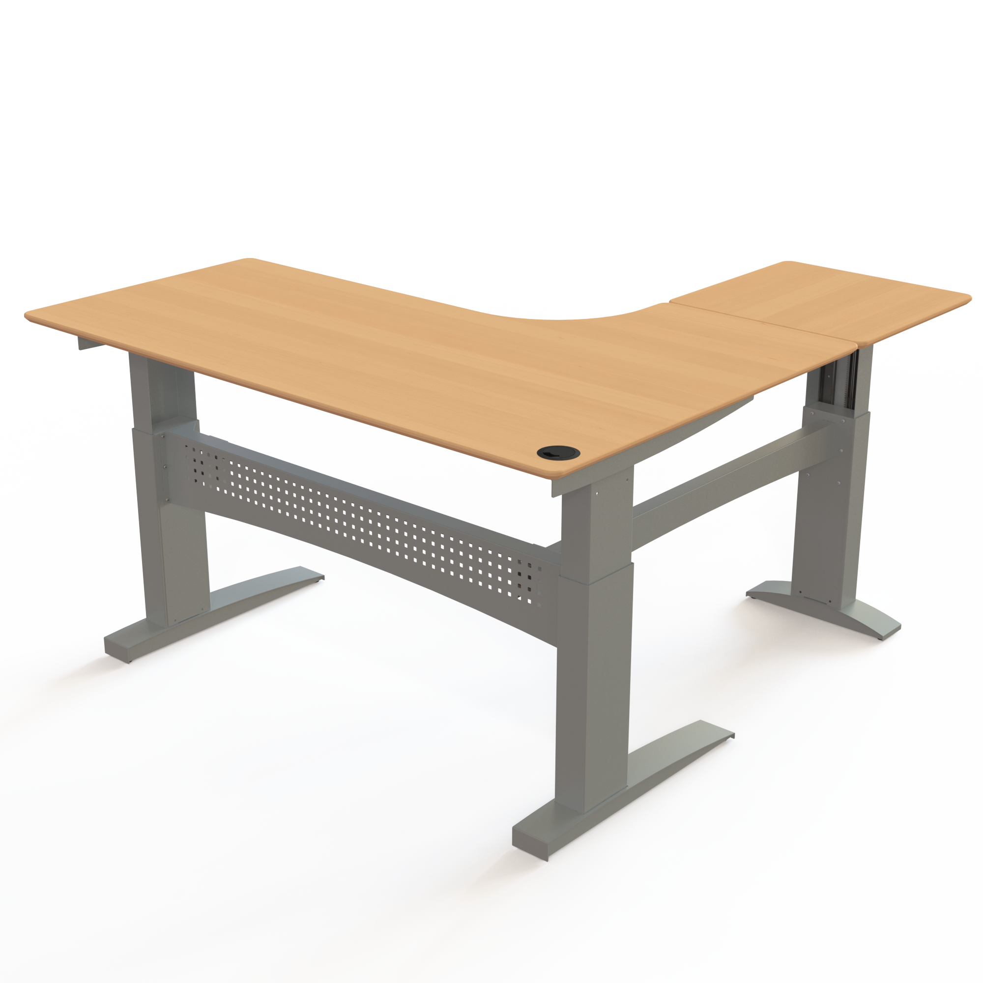 Electric Adjustable Desk | 180x180 cm | Beech with silver frame