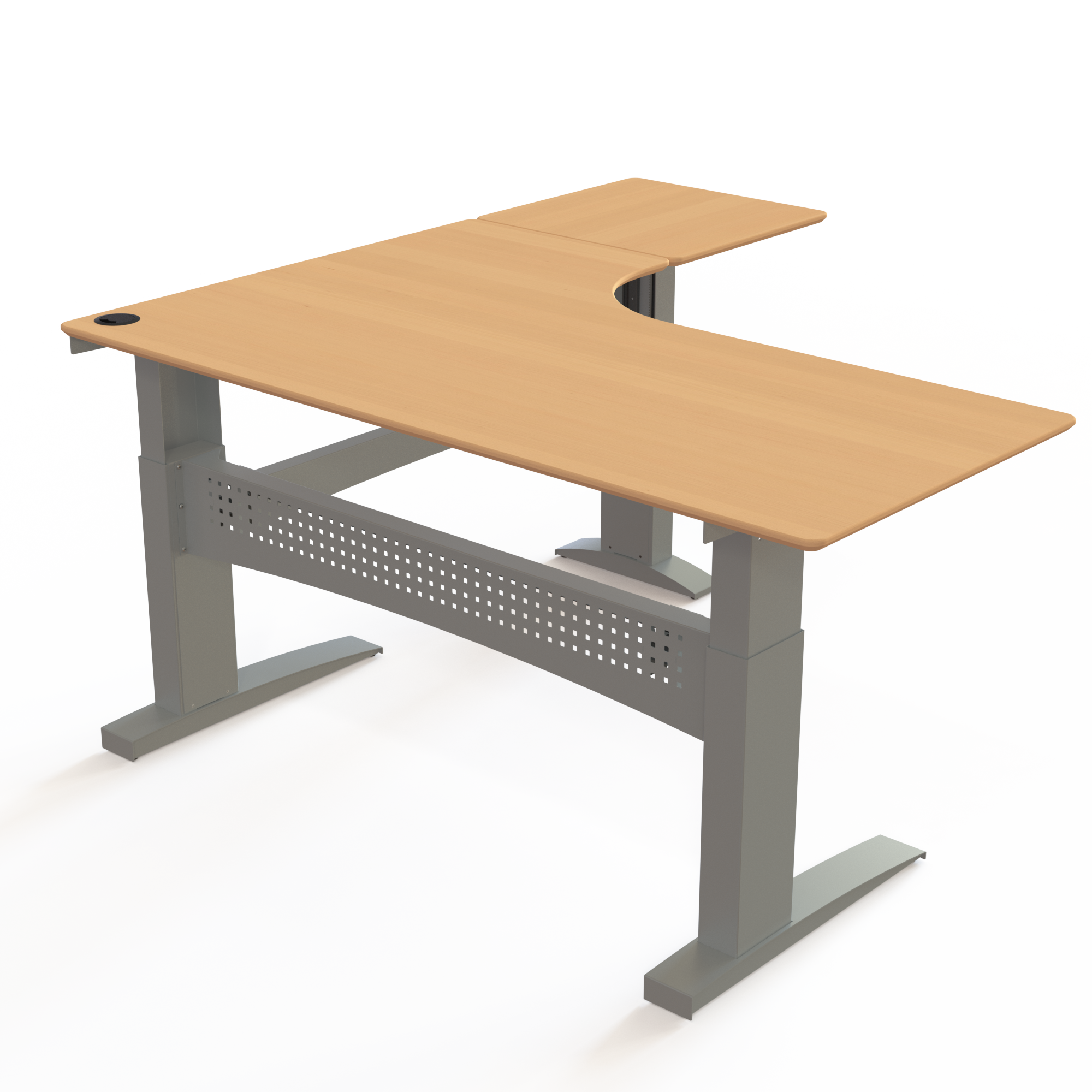 Electric Adjustable Desk | 180x180 cm | Beech with silver frame