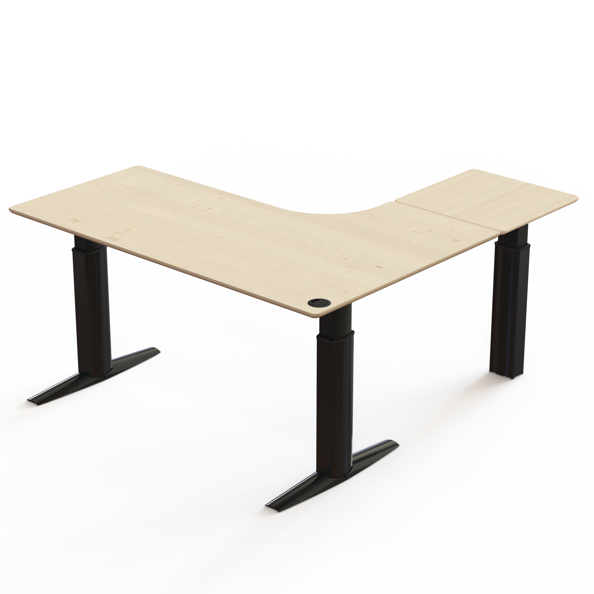 Electric Adjustable Desk | 180x180 cm | Maple with black frame