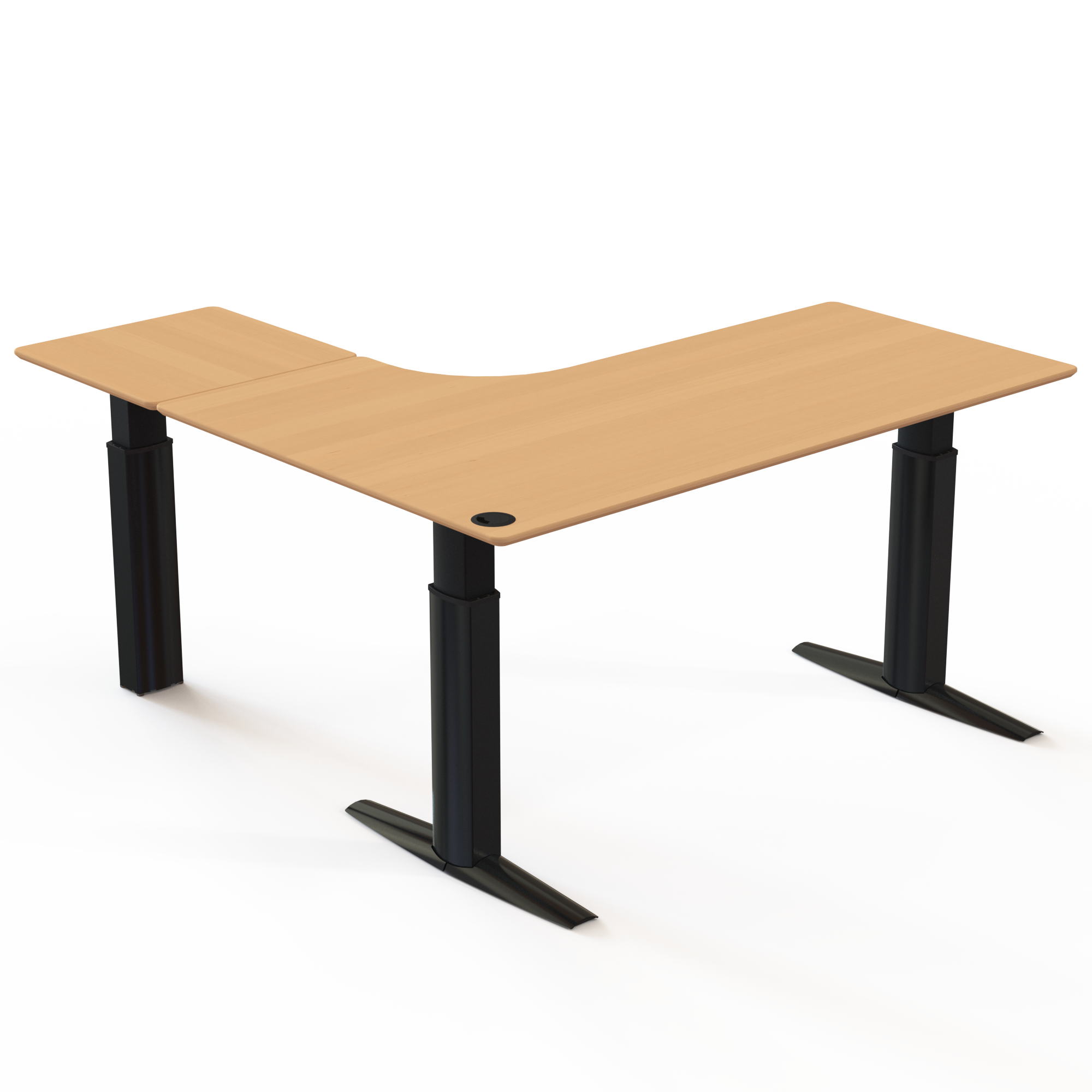 Electric Adjustable Desk | 180x180 cm | Beech with black frame