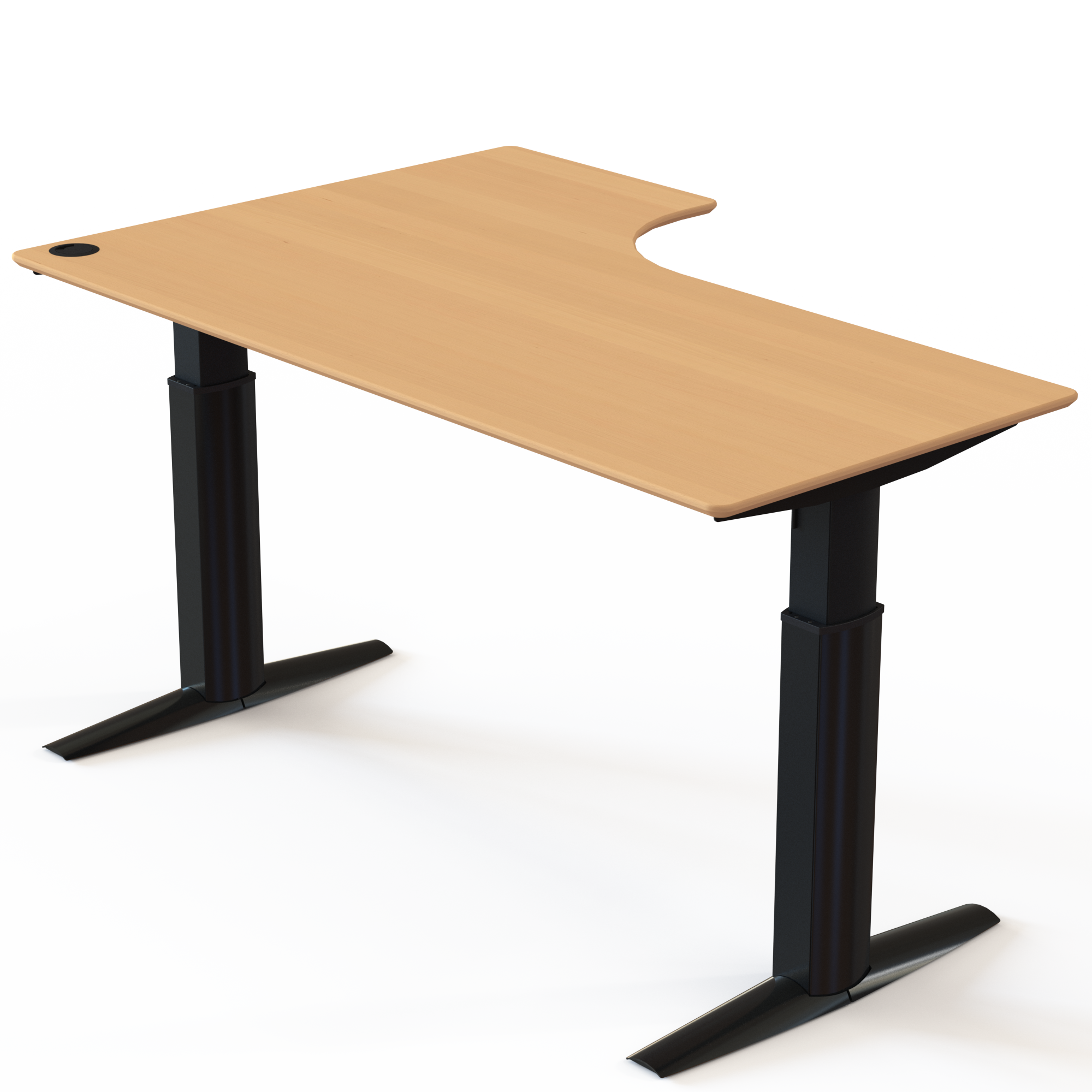 Electric Adjustable Desk | 180x120 cm | Beech with black frame