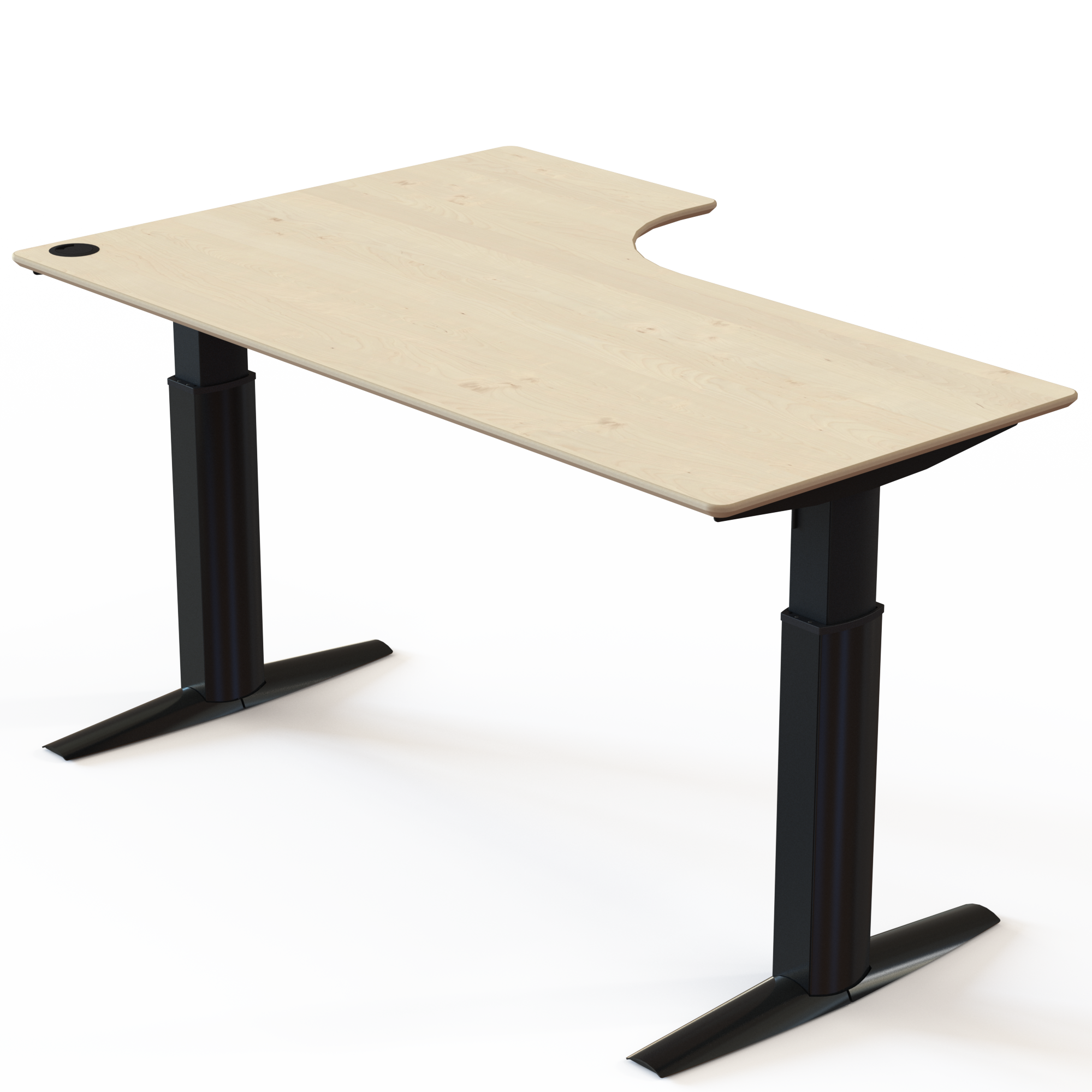 Electric Adjustable Desk | 180x120 cm | Maple with black frame