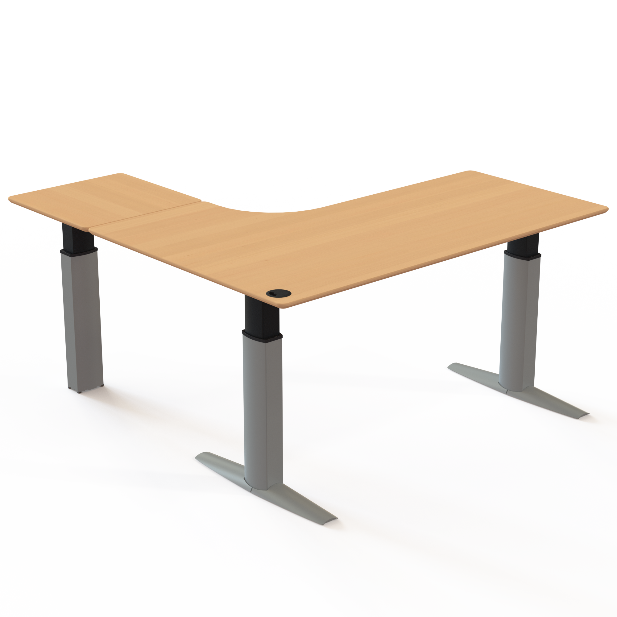 Electric Adjustable Desk | 180x180 cm | Beech with silver frame