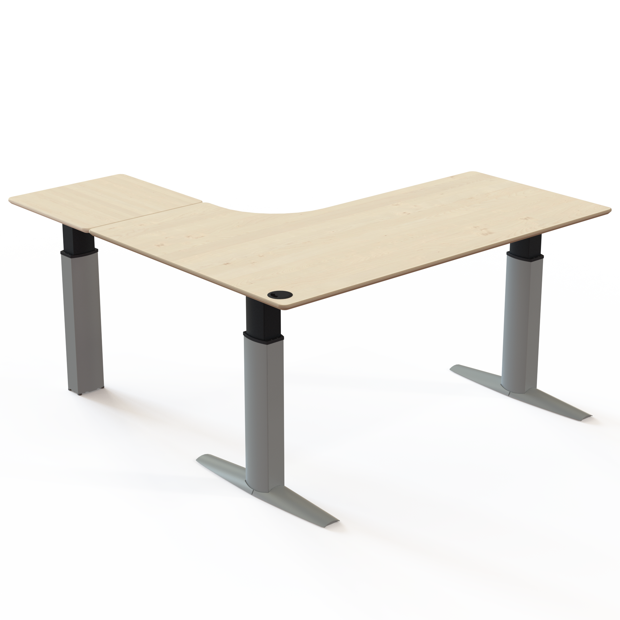 Electric Adjustable Desk | 180x180 cm | Maple with silver frame