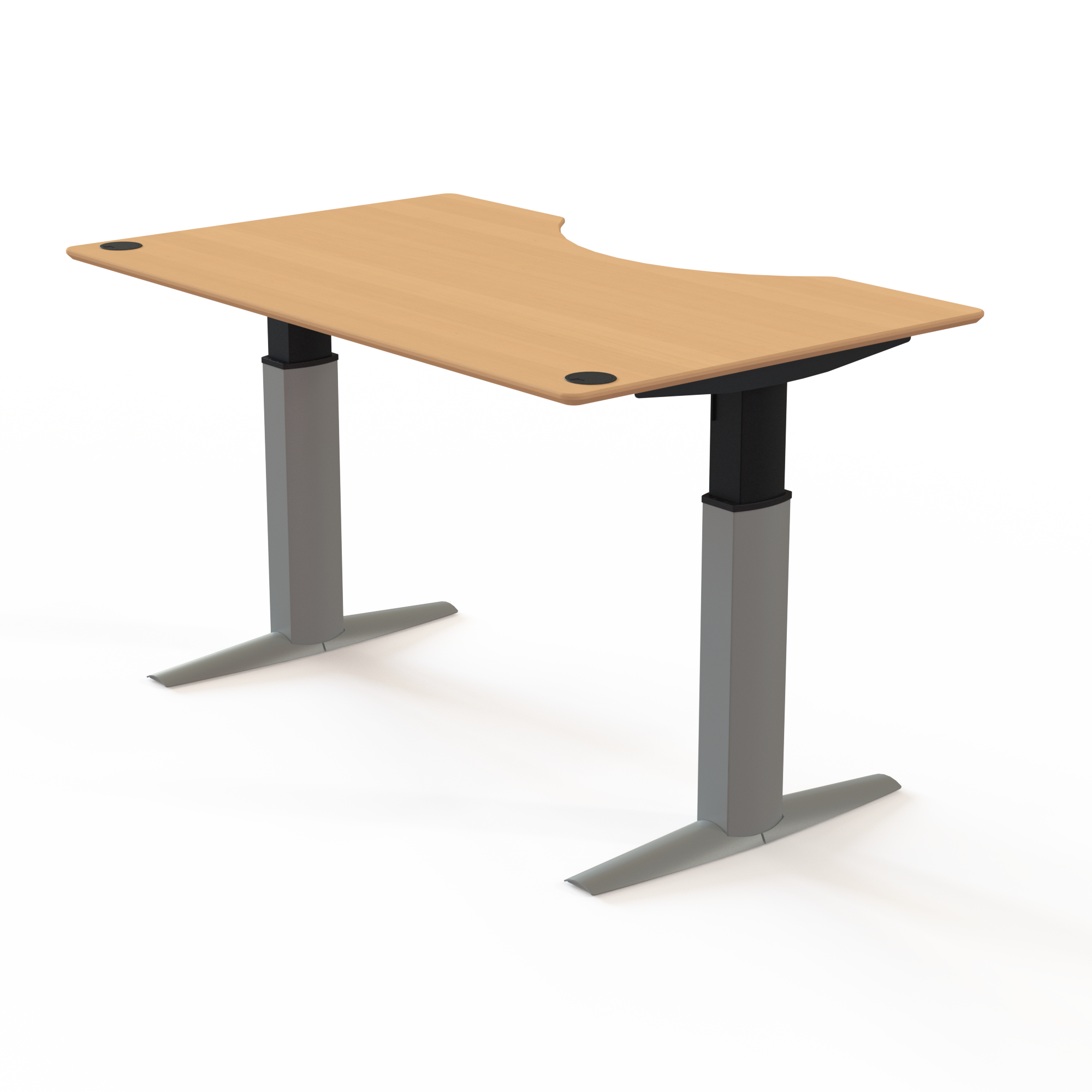 Electric Adjustable Desk | 160x100 cm | Beech with silver frame