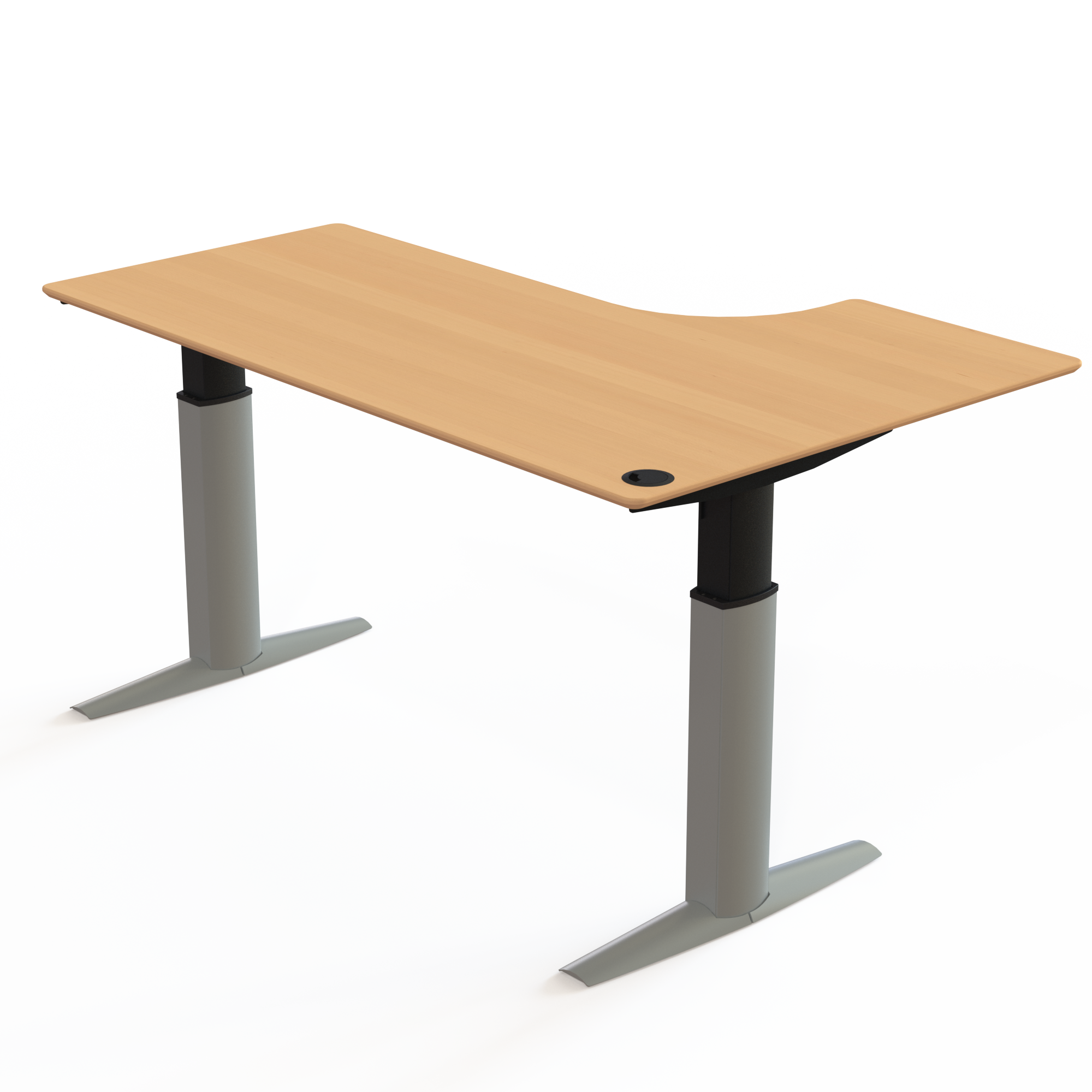 Electric Adjustable Desk | 180x120 cm | Beech with silver frame