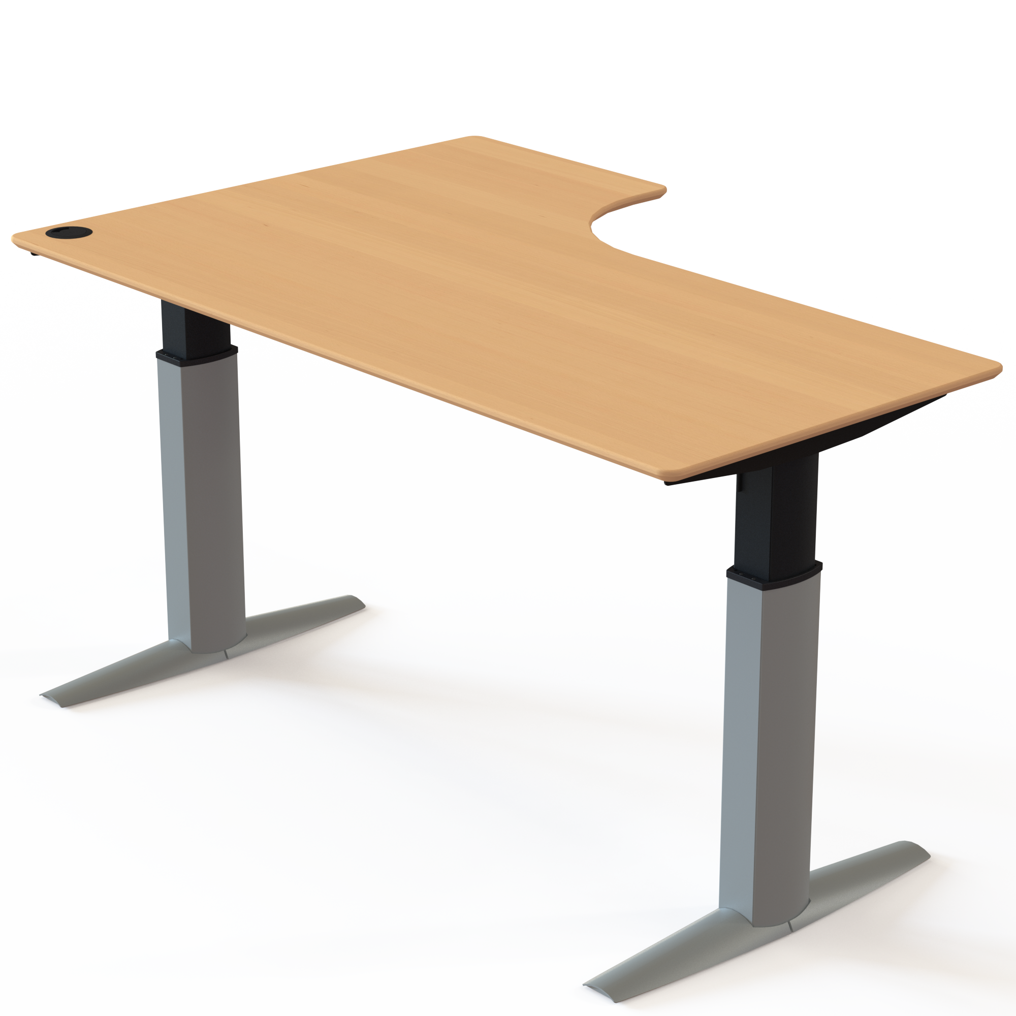Electric Adjustable Desk | 180x120 cm | Beech with silver frame