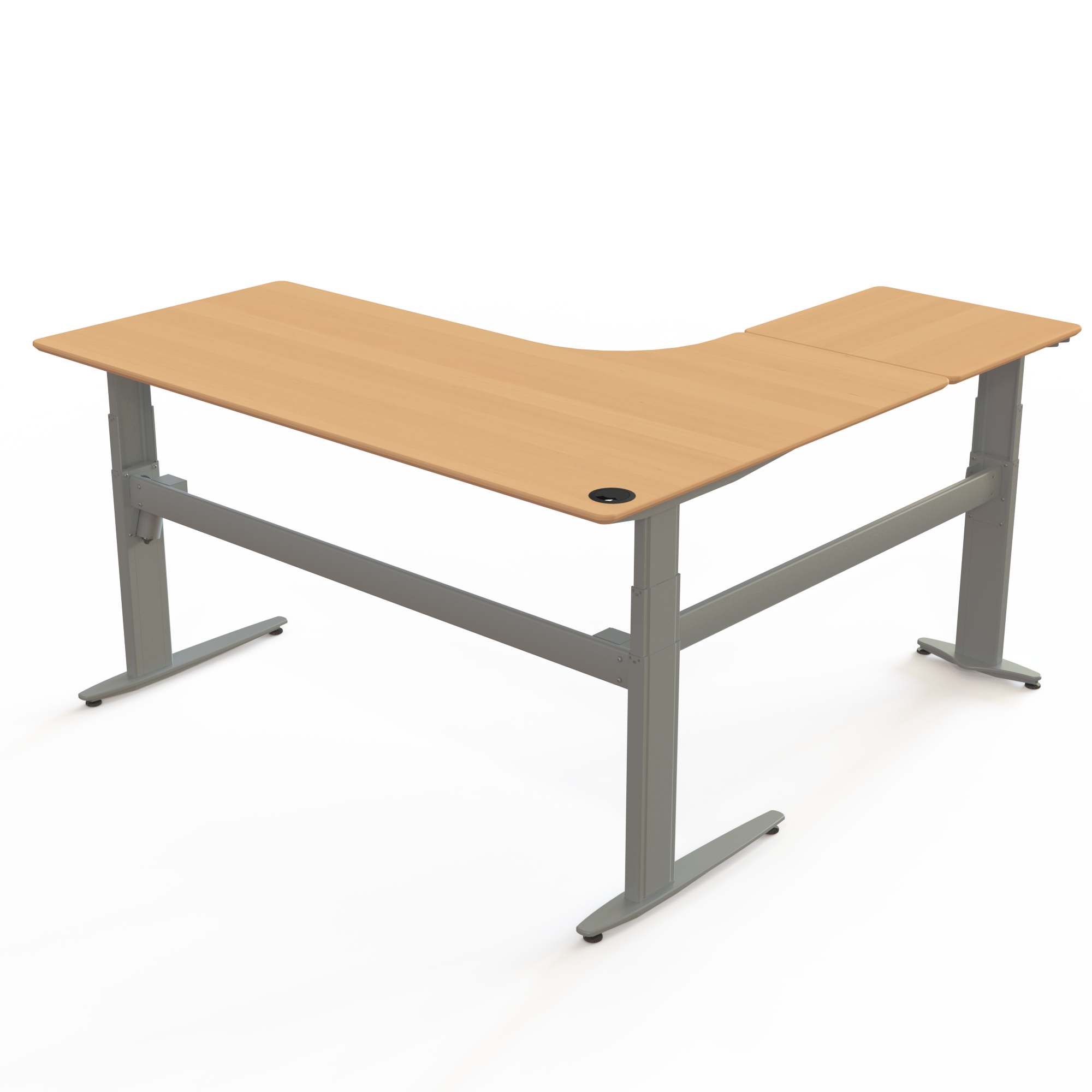 Electric Adjustable Desk | 180x180 cm | Beech with silver frame