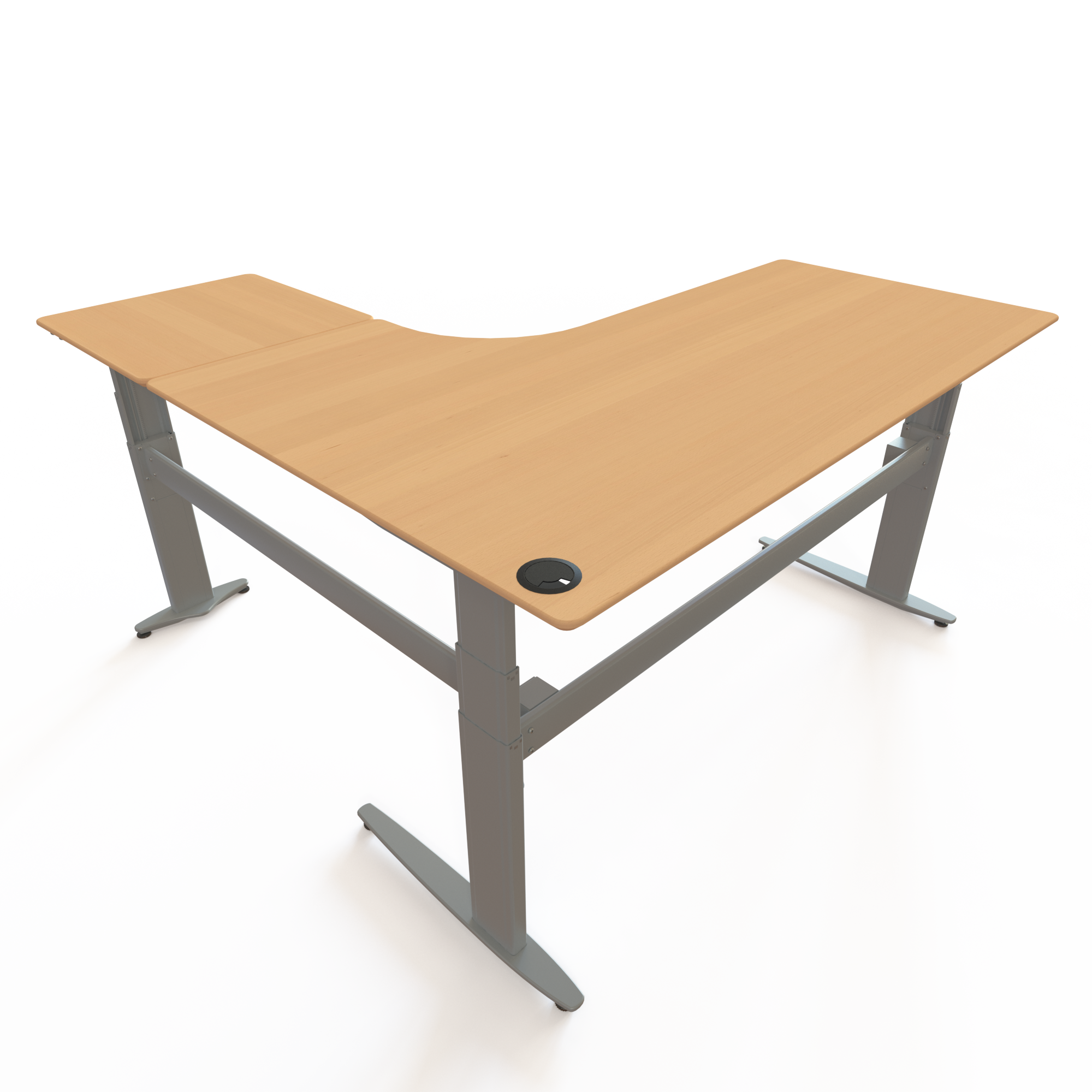 Electric Adjustable Desk | 180x180 cm | Beech with silver frame