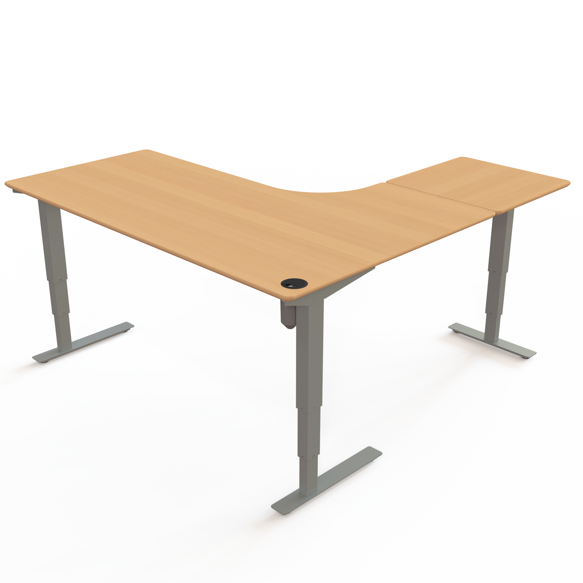 Electric Adjustable Desk | 180x180 cm | Beech with silver frame