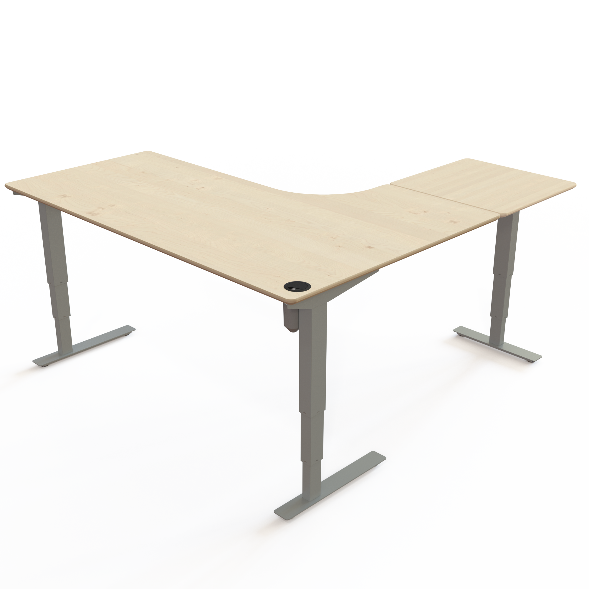 Electric Adjustable Desk | 180x180 cm | Maple with silver frame