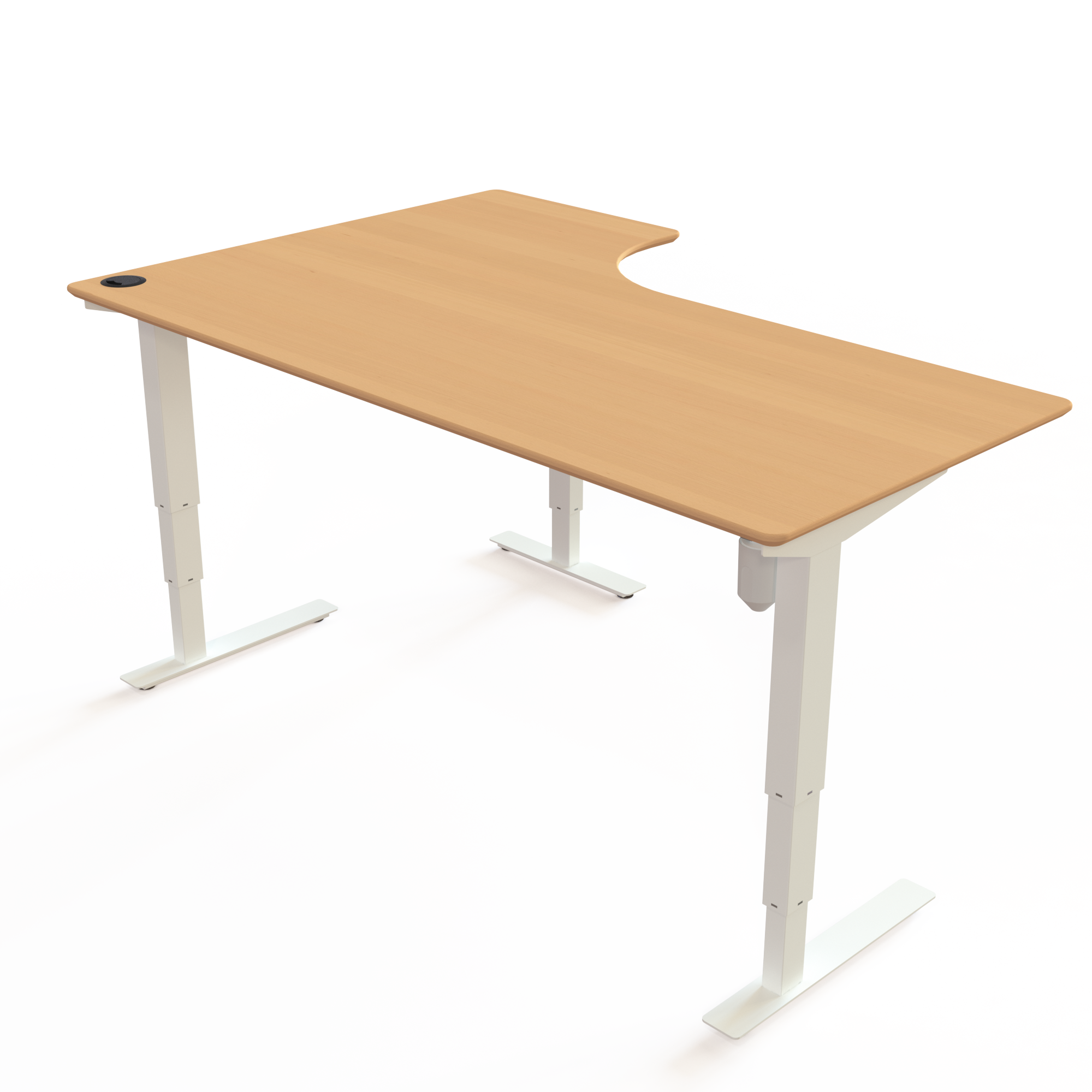 Electric Adjustable Desk | 180x120 cm | Beech with white frame