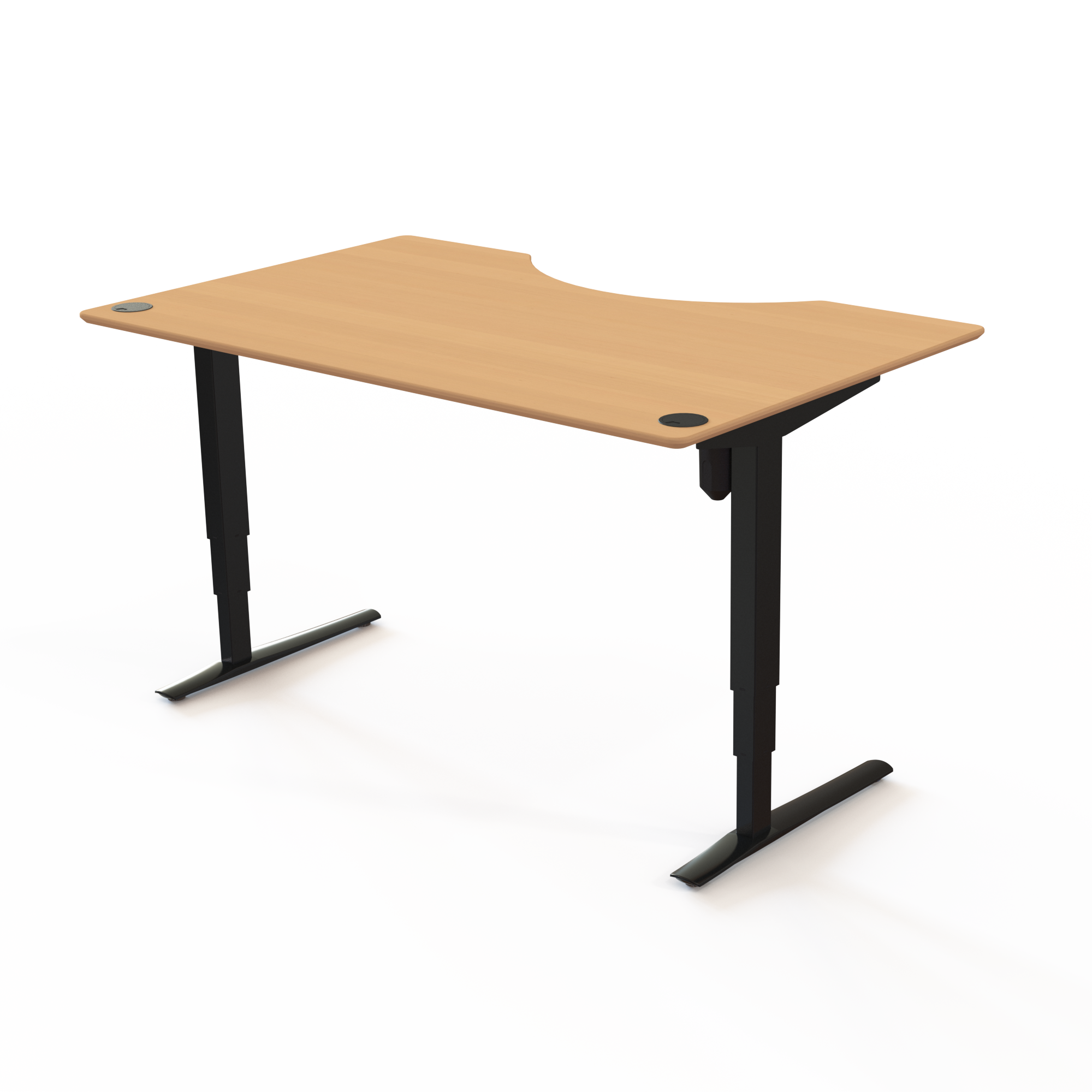 Electric Adjustable Desk | 160x100 cm | Beech with black frame