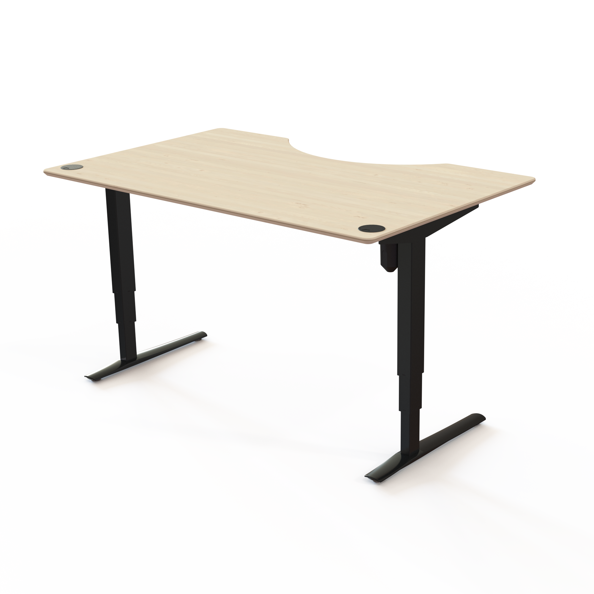 Electric Adjustable Desk | 160x100 cm | Maple with black frame