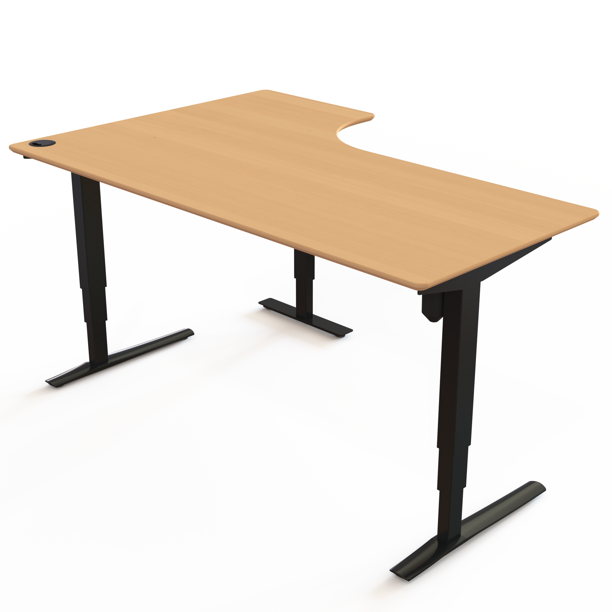 Electric Adjustable Desk | 180x120 cm | Beech with black frame