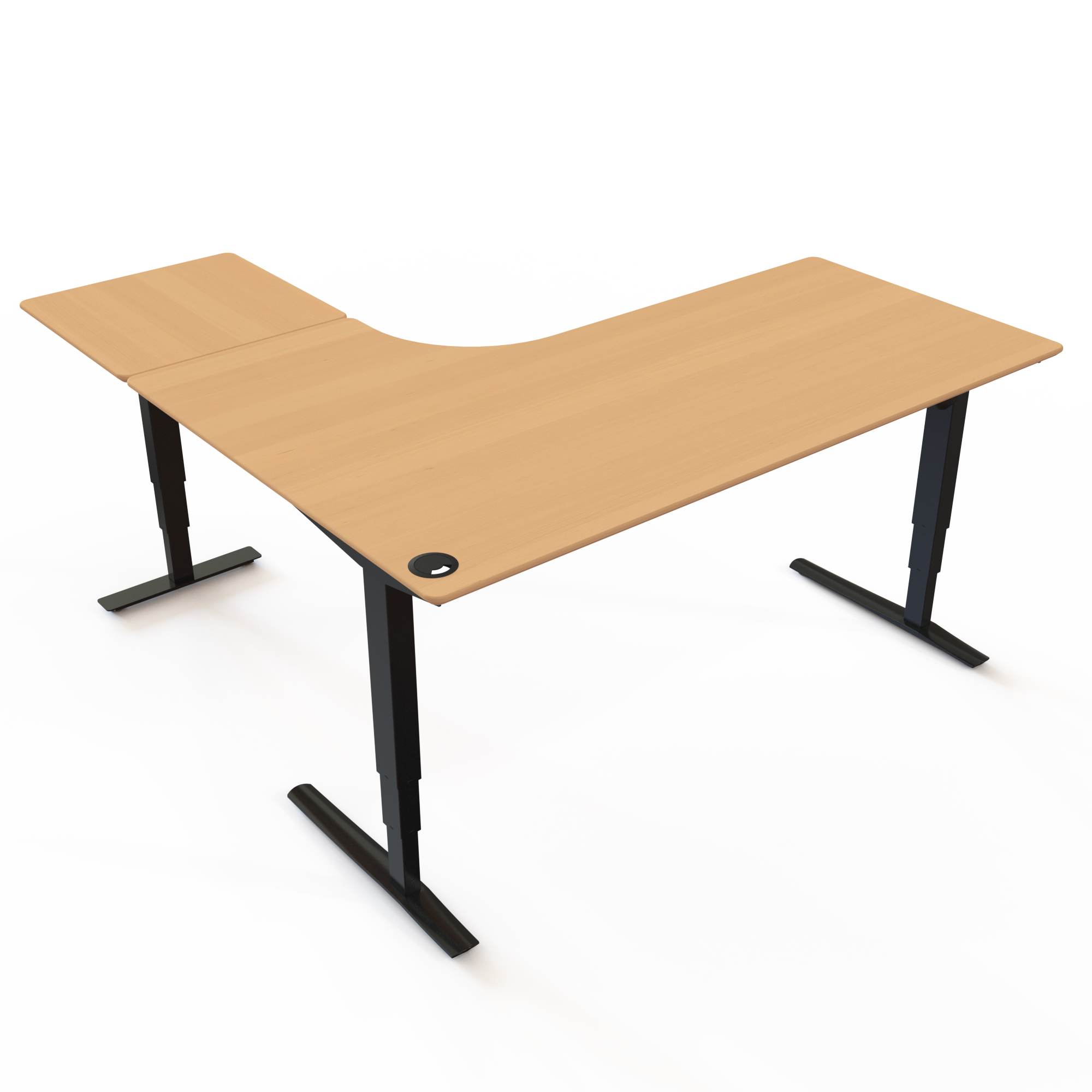 Electric Adjustable Desk | 180x180 cm | Beech with black frame