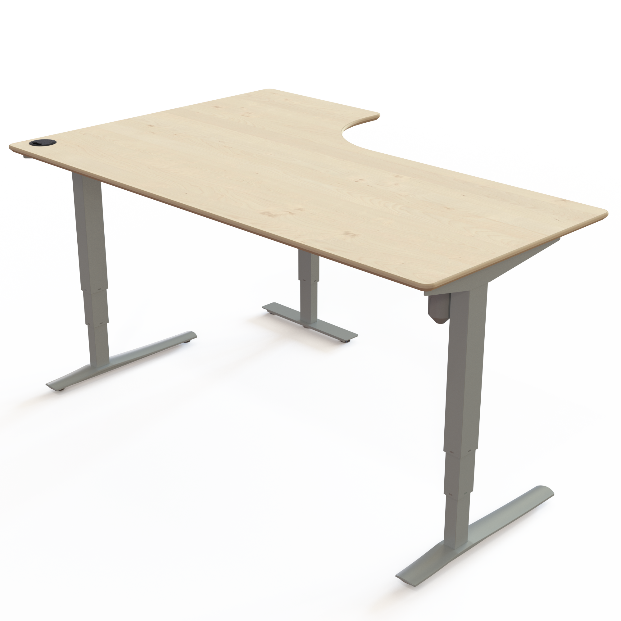 Electric Adjustable Desk | 180x120 cm | Maple with silver frame