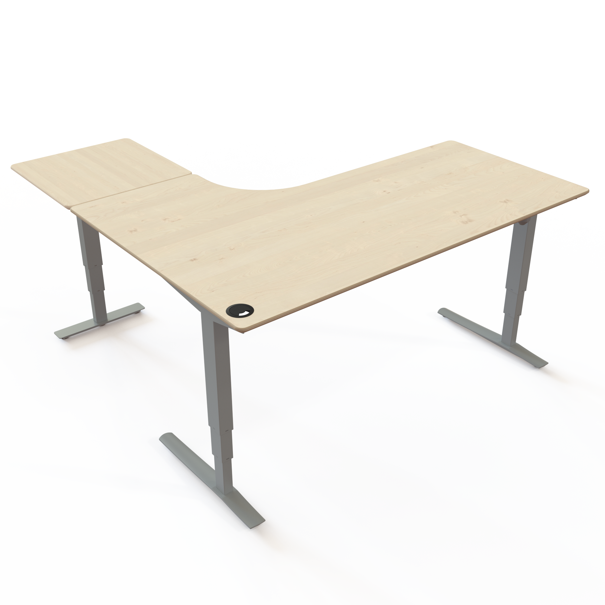 Electric Adjustable Desk | 180x180 cm | Maple with silver frame