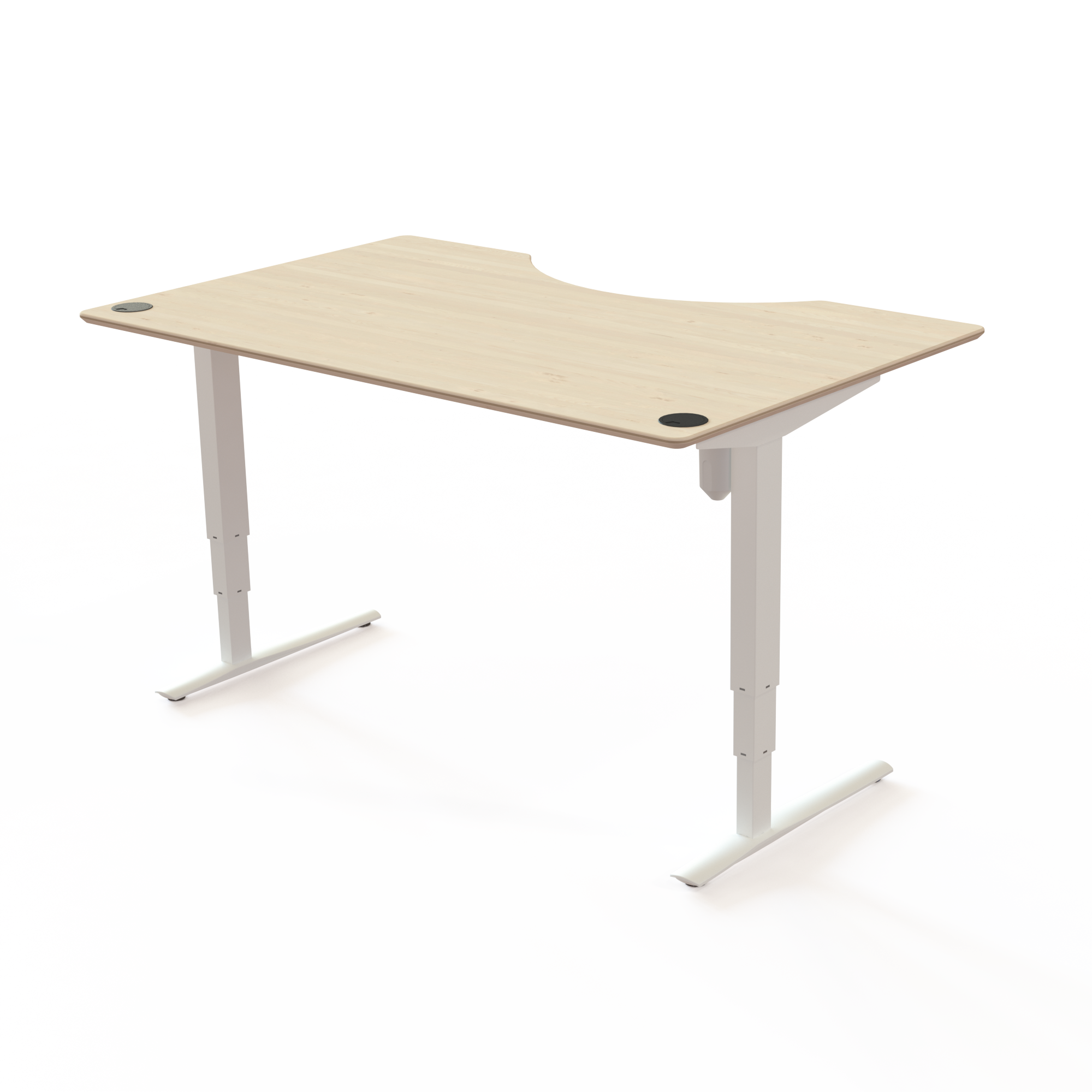 Electric Adjustable Desk | 160x100 cm | Maple with white frame